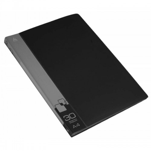Папка с 30 файлами, А4 ЧЕРНАЯ 0,6мм пластик 816936