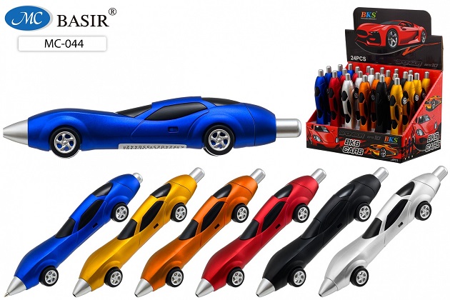 Ручка авт. "ГОНОЧНАЯ МАШИНА"; цвет металлик /ассорти/, корпус в форме машины /13 см/ Синяя 0,5 МС-043 1/24