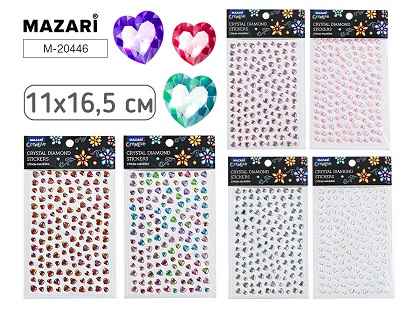 Наклейки-стразы пластиковые 11*16.5 см, 6 дизайнов М-20446 1/12