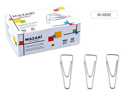 Скрепки 28мм, 100шт., треугольные, оцинкованные карт.коробка арт.М-6892 1/60