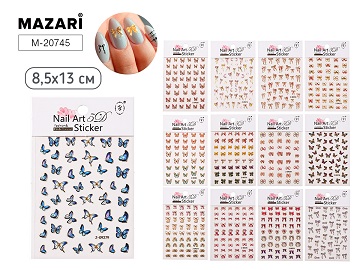 Наклейки декоративные ДЛЯ НОГТЕЙ, 8.5*13 см, 18 диз. М-20745 1/18
