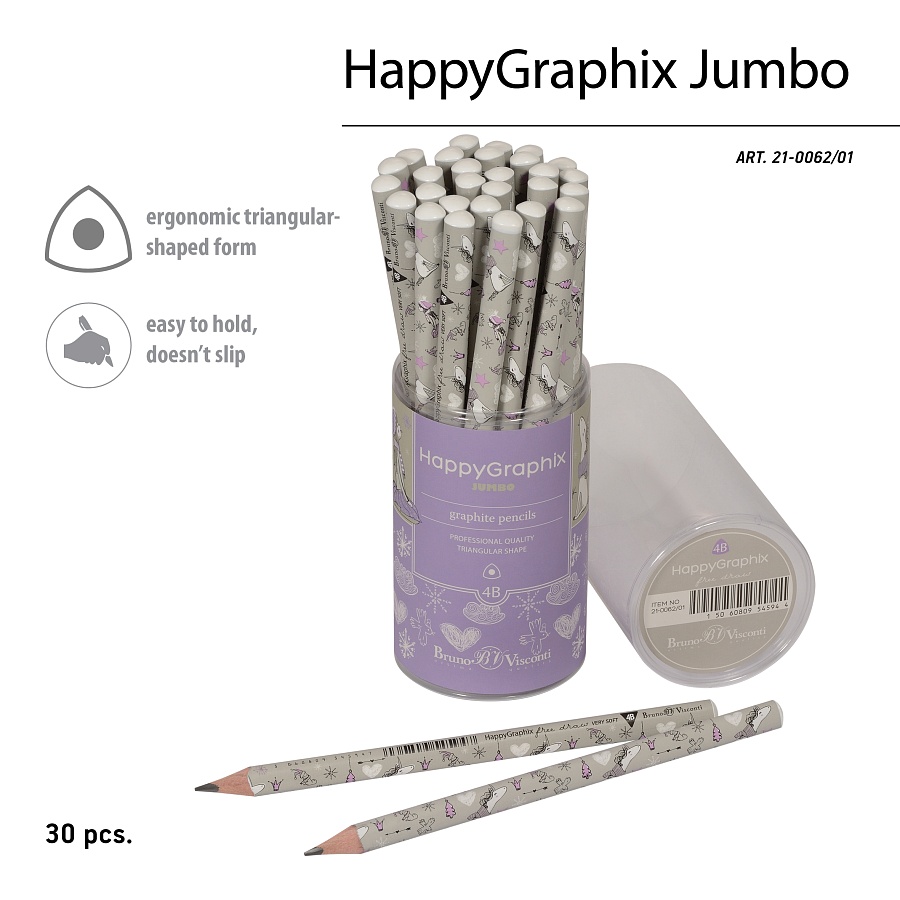 Карандаш ч/гр "ArtGraphix.Девочка и единорог. Птички" 4В супер мягкий, 3,5 мм 21-0062/01 1/30