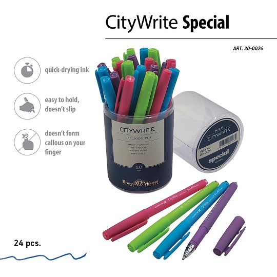 РУЧКА "CityWrite.SPECIAL" ШАРИКОВАЯ, 1.0 ММ, СИНЯЯ (4 цвета корпуса) 20-0024 1/24
