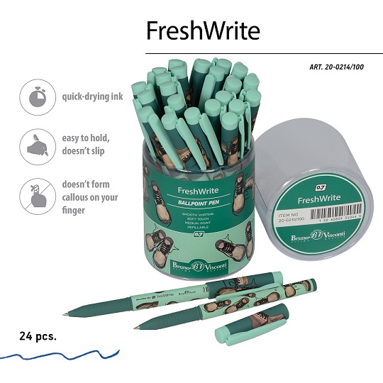РУЧКА "FreshWrite. Boots. Зеленые ботинки" ШАРИКОВАЯ 0.7 ММ, СИНЯЯ 20-0214/100 1/24