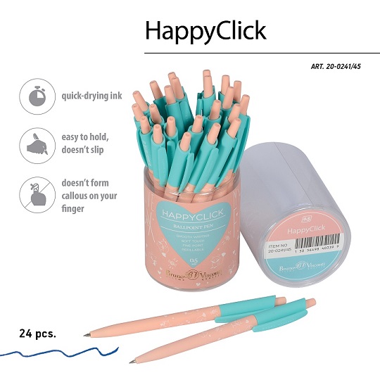 РУЧКА "HappyClick. Зефирные животные. Лисички" ШАРИКОВАЯ 0.5 ММ, СИНЯЯ 20-0241/45 1/24