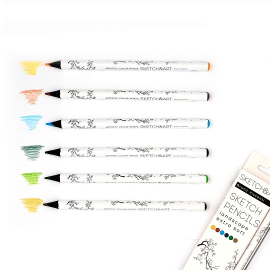 Карандаши скетч 6цв. "ЛЕСНОЙ ПЕЙЗАЖ" "SKETCH&ART" УТОЛЩЕННЫЕ, ГРИФЕЛЬ 4 ММ, 30-0118/07