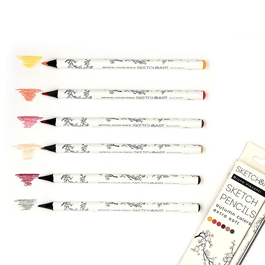 Карандаши скетч 6цв. "ОСЕННИЙ ПЕЙЗАЖ" "SKETCH&ART" УТОЛЩЕННЫЕ, ГРИФЕЛЬ 4 ММ, 30-0118/10