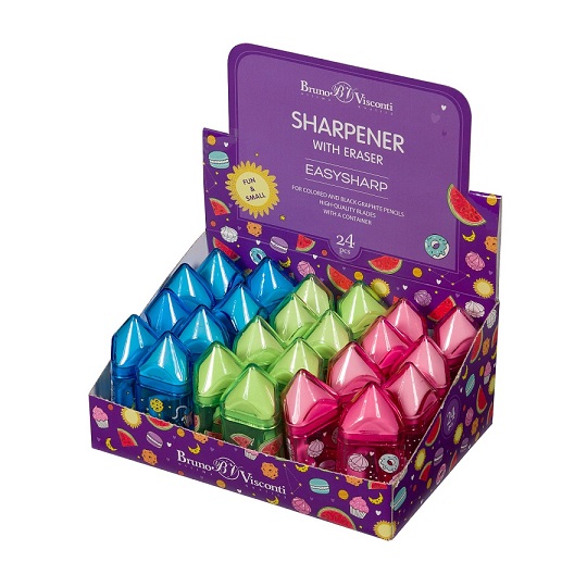 Точилка с контейнером и ластиком "EASYSHARP" (3 цвета) 35-0007 1/24