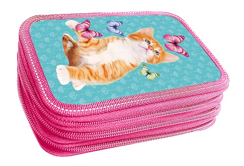 Пенал на 3отд. "Котята играют с бабочками" лам. 2631186 30П26_3_1186