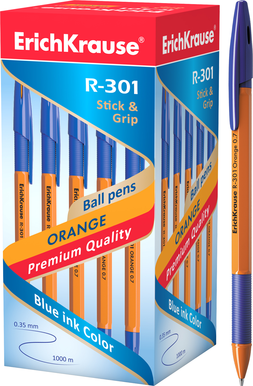 Ручка шариковая R-301 orange резигрип ЕК39531   1/50