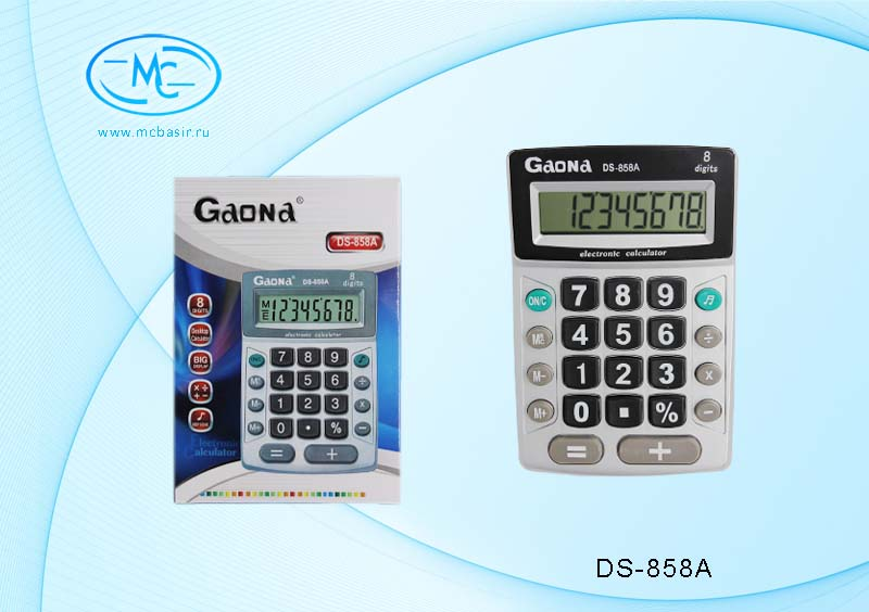 Калькулятор 8-разрядный,   14,05*10,6*3,0 см. DS-858A