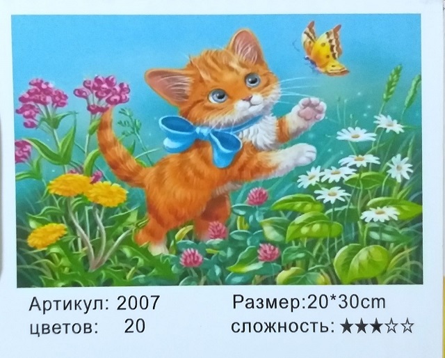 Алмазная мозаика  20*30см  КОТЁНОК НА ЛУГУ  арт.МС-5457/2007