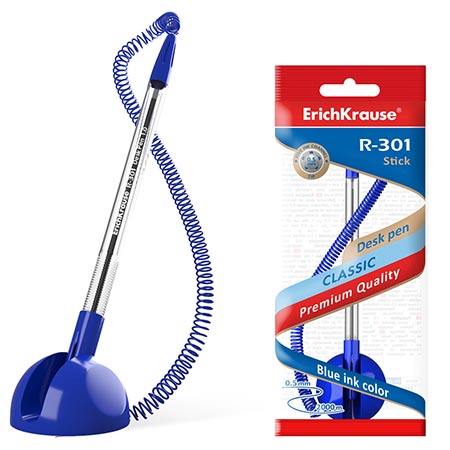 Ручка шар. настольная R-301 Desk Pen синяя 1,0мм, пластиковый шнур  46434