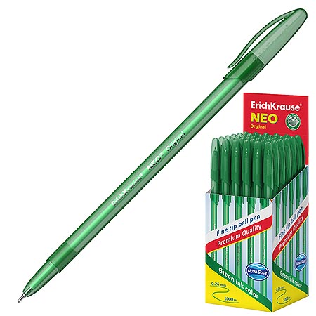 Ручка шариковая  Neo Original зеленая 0,7мм, игольч.н.одноразов.ЕК46518   1/50