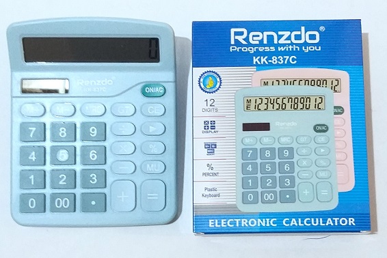 Калькулятор 12 разрядов  15*12см цв.голубой арт.KK-837C