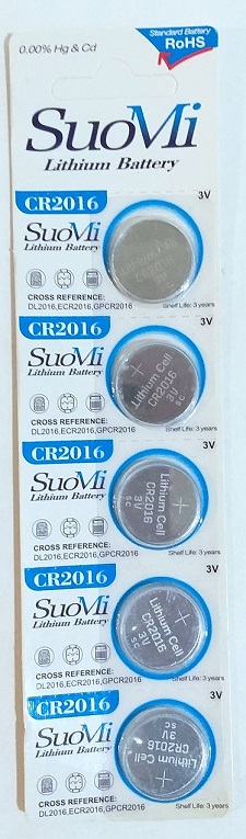 Батарейка   круглая  CR2016 /5B 3V SUOMI   арт.SU-CR-2016-5B   1/5