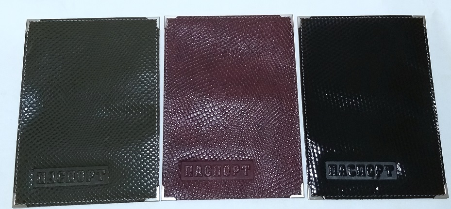 Обложка для паспорта  кожа натур. рифленая КОНГРЕВ, строчка, метал.уголки цв.ассорти   