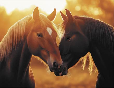 2026 г.Календарь кварт.  3-х. бл. металл+объем "Любовь и лошади"   81КТ_602