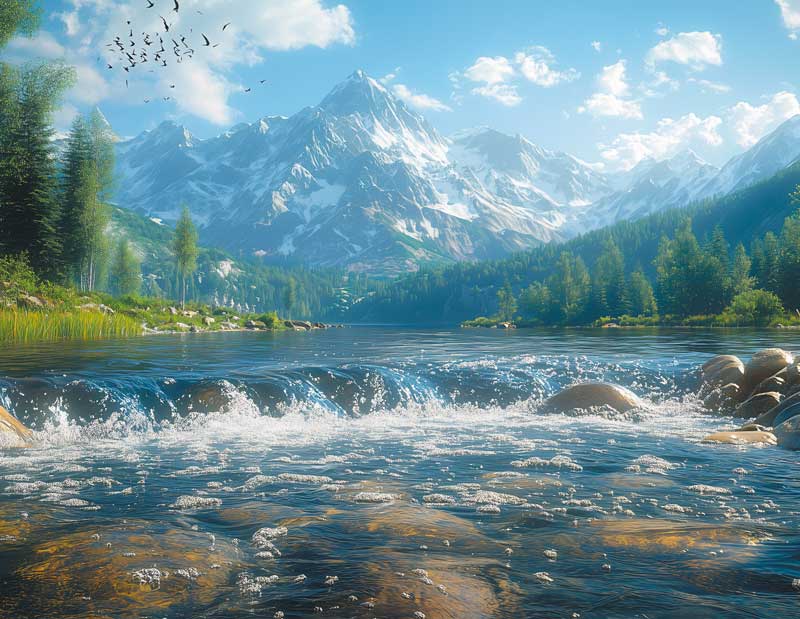 2026 г.Календарь кварт.  3-х. бл. металл+объем "Горная река"   81КТ_621