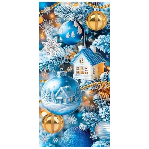 Конверт для денег  Без названия Домик, елочные шары, золотая фольга  2-17-5174