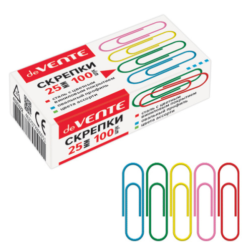 Скрепки 25мм, 100шт.,цветные металл    4135322  1/10