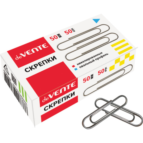 Скрепки 50мм, 50шт., никель.  карт.коробка 4135340