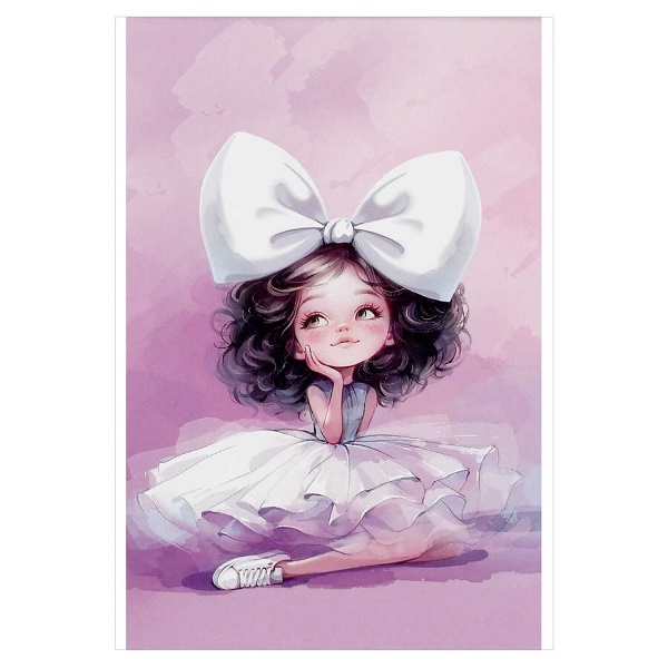 Блокнот А6  40л "БАЛЕРИНА С БАНТОМ" 1 скоба сверху, клетка  арт.72947   1/5/40