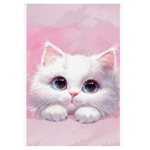 Блокнот А6  40л "БЕЛЫЙ КОТ" 1 скоба сверху, клетка  арт.72948   1/5/40