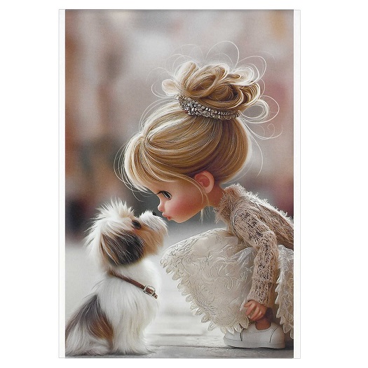 Блокнот А6  40л "ДЕВОЧКА С СОБАЧКОЙ" 1 скоба сверху, клетка  арт.72952   1/5/40