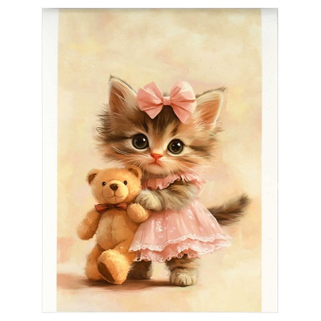 Блокнот А6  40л "КОТЕНОК С ПЛЮШЕВЫМ МИШКОЙ" 1 скоба сверху, клетка   71640