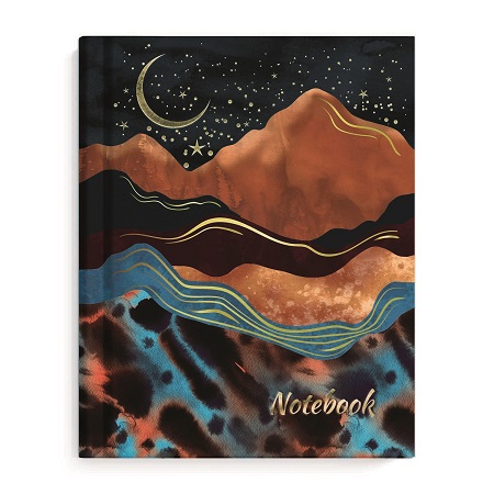 Бизнес-блокнот А6  80л 7БЦ   НОЧЬ  тиснение фольгой ЛИНИЯ  61508