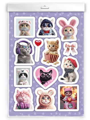 Наклейки в наборе Серия "Любимые стикеры"  КОТЫ В ОБРАЗЕ /148х210 мм  арт. 72133