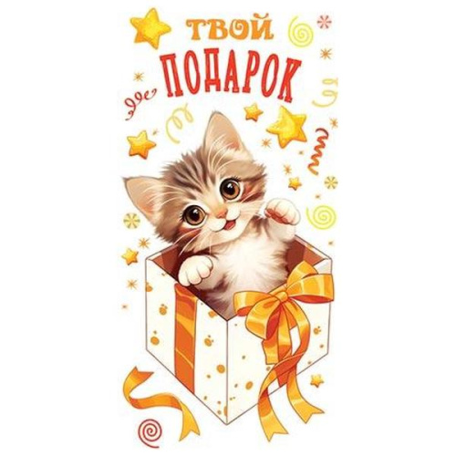 Конверт для денег  Детский- Твой подарок, Котенок в коробке   4-15-1870