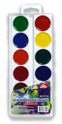 Акварель 12цв в пластиковой упаковке AR-9716