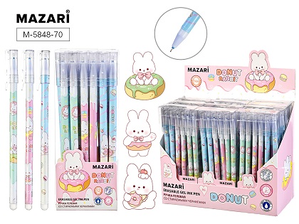 Ручка гелевая СИНЯЯ  пиши-стирай  ЗАЙКА   0,38мм цв.пластик.к. М-5848-70   1/12