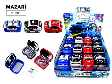 Точилка металлическая, МАШИНКА, 2 отв.  с контейнером М-3042  1/24