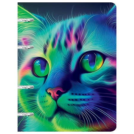 Тетрадь на кольцах А5 "Кот" 100л   ламинация Chameleon. Съемный блок  клетка  ТК1005211