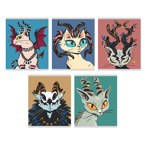 Тетрадь 48л. А5 "Магические кошки" клетка выбор.текстурный черный лак. 5в.   ТКБ488683    10/100