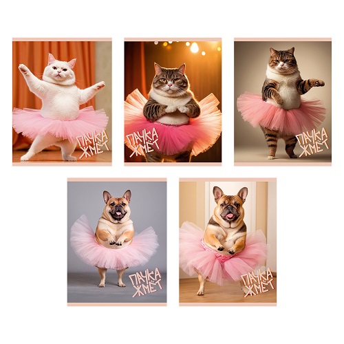 Тетрадь 48л. А5 "Пушистый балет"  клетка гл.ламинация 5в.  ТК489130   1/10/100