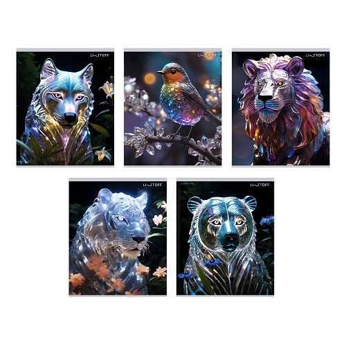 Тетрадь 48л. А5 "Хрустальные звери"  клетка   матовый ВД-лак, тиснение фольгой голография 5в. ТКФ489278  10/100