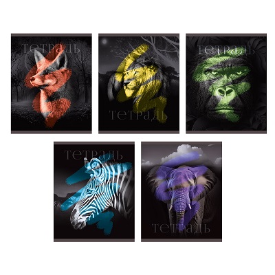 Тетрадь 48л. А5 "В мире диких зверей"  клетка   печать по фольге, твин-лак  5в. ТКФ2Л488733  10/100