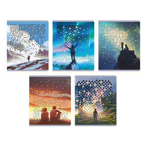 Тетрадь 96л "Созерцание природы" клетка тиснение фольгой   5 видов  ТФЛ968775  1/5/50 