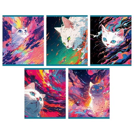 Тетрадь 96л "Небесные коты" клетка блестки "Перламутр"   5 видов  ТБ969142  1/5/50 