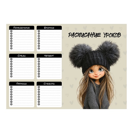 Расписание уроков А4 ДЕВЧОНКА В ШАПКЕ   72588