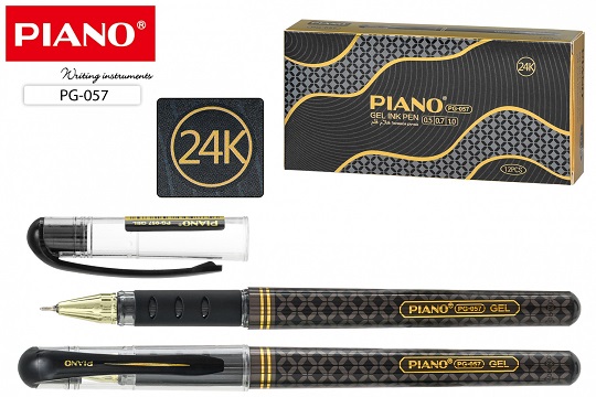 Ручка гелевая ЧЕРНАЯ  черный корпус с рисунком 0,5мм  PG-057/чёрн/  1/12