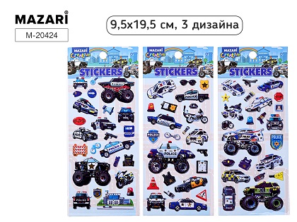 Наклейки ПОЛИЦИЯ, 9.5*19.5 см, 3 дизайна   М-20424    1/20