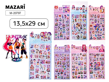Наклейки декоративные K-POP, 29*13.5 см, 7 дизайнов  М-20797   1/12