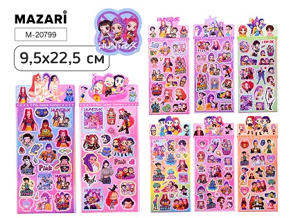 Наклейки декоративные K-POP, 9.5*22.5 см, 18 дизайнов  М-20799   1/20