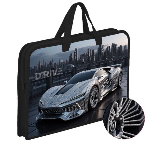 Папка А4  SILVER AUTO  ручка-тесьма  пластик.  фольга  87839