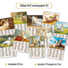 2027 г.НАБОР календарей А3 2027 №3 асс.10 видов по 5 шт.  арт.10513    1/50